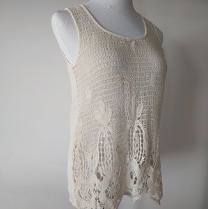 ❎ *Sold* Cream Crochet Sheer Tank